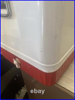 RARE VINTAGE LARGE METAL WHITE RED TRIM COLEMAN COCA-COLA ICE BOX COOLER 22.5in