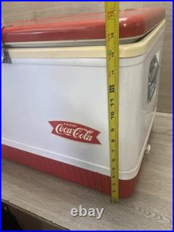 RARE VINTAGE LARGE METAL WHITE RED TRIM COLEMAN COCA-COLA ICE BOX COOLER 22.5in