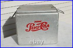 RARE VTG 1950s Pepsi Cola Aluminum Cooler Ice Chest Metal Sandwich Tray Progress