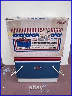 RARE VTG COLEMAN 5232 RWB BICENTENNIAL KMART SPECIAL COOLER 28QT OG Box 70's USA