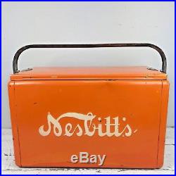 RARE Vintage 1950's Orange Nesbitt's Soda Cooler Metal Retro Mid Century