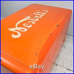 RARE Vintage 1950's Orange Nesbitt's Soda Cooler Metal Retro Mid Century