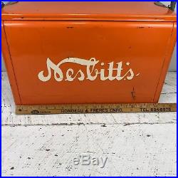 RARE Vintage 1950's Orange Nesbitt's Soda Cooler Metal Retro Mid Century