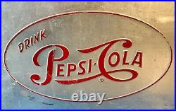 RARE Vintage 1950's Pepsi Cola Aluminum Soda Cooler Metal Ice Chest