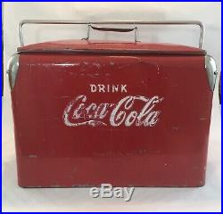 RARE! Vintage 1950s Acton Drink COCA COLA Metal Picnic Cooler All Original