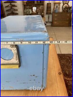 RARE Vintage 1960s PEPSI COLA Light Blue Metal Picnic Cooler Ice Chest Embossed