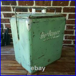 RARE Vintage Dr Pepper Soda 1950's All Metal Picnic Cooler Classic With Tray