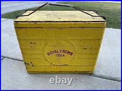 RARE Vintage Drink ROYAL CROWN COLA Yellow Metal Ice Chest Cooler
