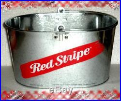 RED STRIPE JAMAICAN BEER ICE BAR SNACK METAL LARGE BUCKET OVAL PARTY COOLER NEW