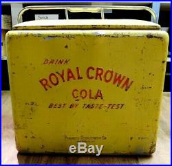 (RI4) Vintage 1950s RC Royal Crown Cola Picnic Cooler Embossed Metal Sign