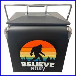 Rare -13L/14Qt Black Classic Metal Cooler Box, Portable Insulated Ice Box