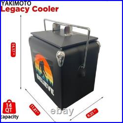 Rare -13L/14Qt Black Classic Metal Cooler Box, Portable Insulated Ice Box