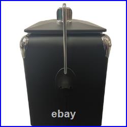 Rare -13L/14Qt Black Classic Metal Cooler Box, Portable Insulated Ice Box