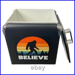 Rare -13L/14Qt Black Classic Metal Cooler Box, Portable Insulated Ice Box