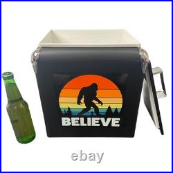 Rare -13L/14Qt Black Classic Metal Cooler Box, Portable Insulated Ice Box