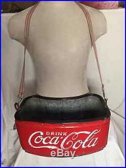 Rare 1930's Stadium Vendor Coca Cola Red Metal advertising Cooler Coke baseball