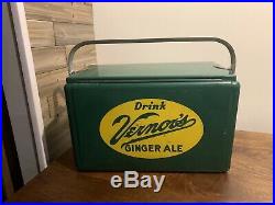 Rare 1950s Vernors Ginger Ale Green/Yellow Metal Ice Chest/Cooler! Must See
