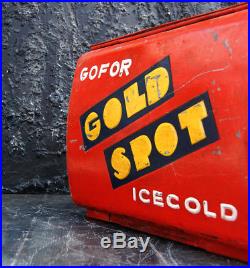 Rare 1969 Gold Spot Metal Cooler Advertising Vintage Hand Painted Indian Box