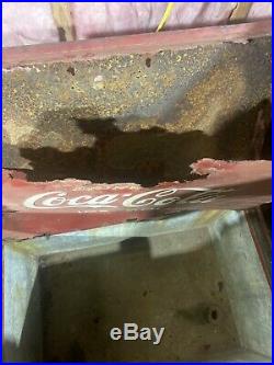 Rare Antique Coca Cola Coke Freezer Ice Chest Huge Metal Cooler Vintage