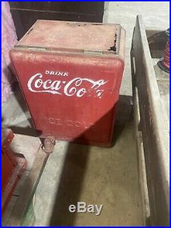 Rare Antique Coca Cola Coke Freezer Ice Chest Huge Metal Cooler Vintage
