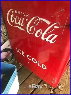 Rare Antique Coca Cola Coke Freezer Ice Chest Huge Metal comes with Bi-Fold Lid