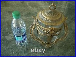 Rare Antique Vtg Fr Provincial Brass Tone Metal Glass Ice Bucket Wine Cooler