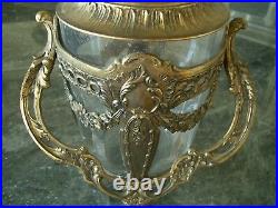 Rare Antique Vtg Fr Provincial Brass Tone Metal Glass Ice Bucket Wine Cooler