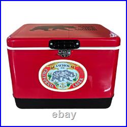Rare-Bear Themed Red Stainless Steel 54 Quart Cooler Box for Camping Fishing