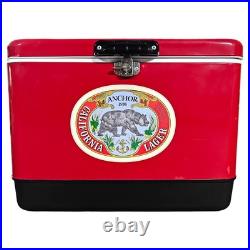 Rare-Bear Themed Red Stainless Steel 54 Quart Cooler Box for Camping Fishing