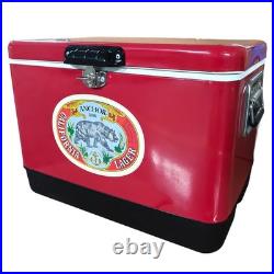 Rare-Bear Themed Red Stainless Steel 54 Quart Cooler Box for Camping Fishing