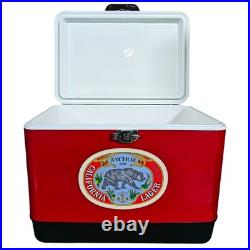 Rare-Bear Themed Red Stainless Steel 54 Quart Cooler Box for Camping Fishing