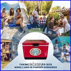 Rare-Bear Themed Red Stainless Steel 54 Quart Cooler Box for Camping Fishing