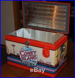 Rare Coney Island Brewing Advertising Beer Metal Ice Chest Cooler Sign Ny Minty