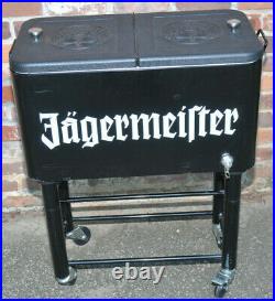 Rare Jagermeister Limited Edition Metal Cooler/ Ice Chest On Wheeled Stand Black