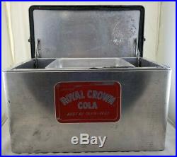 Rare Logo Vintage Royal Crown Cola Metal Cooler Ice Chest Hinged Lid w Tray