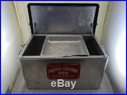 Rare Logo Vintage Royal Crown Cola Metal Cooler Ice Chest Hinged Lid w Tray
