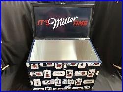 Rare Miller Lite Beer Football Ice Box Chest Cooler With Metal Handles Brand New