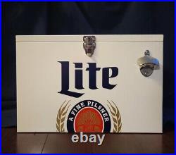 Rare Miller Lite Beer Metal Cooler/Ice Chest with Bottle Opener
