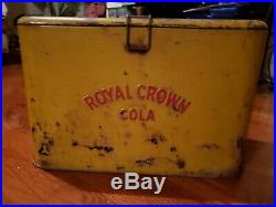Rare Mini Vintage Rc Drink Royal Crown Cola Metal Cooler Embossed Writting Nice