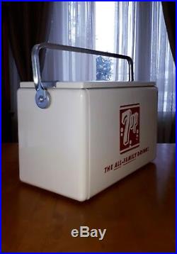 Rare Mint Condition NOS 1960 Metal Cronstroms 7UP Advertising Pinic Cooler