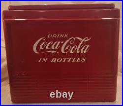 Rare Original 1958-1959 Vintage Metal Coca Cola Red Cooler with Tray (LOOK)