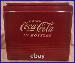Rare Original 1958-1959 Vintage Metal Coca Cola Red Cooler with Tray (LOOK)