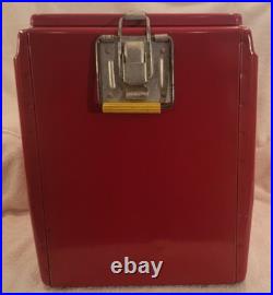 Rare Original 1958-1959 Vintage Metal Coca Cola Red Cooler with Tray (LOOK)