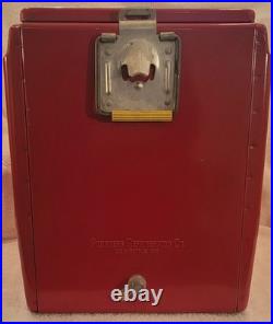 Rare Original 1958-1959 Vintage Metal Coca Cola Red Cooler with Tray (LOOK)