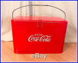 Rare Size Smaller Style Vintage Coke Coca-Cola Metal Picnic Cooler GAS OIL SODA