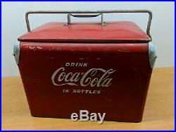 Rare Size! Vintage Coca-Cola Ice Chest 1950s Metal Cooler Lid Bottle Opener