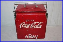 Rare Small Vintage 1950's Coca Cola Soda Pop 12 Embossed Metal Cooler Sign