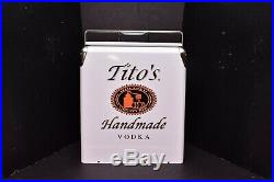 Rare Tito's Vodka Cooler Retro Style ice chest Box White All Metal