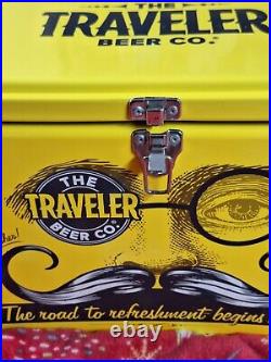 Rare Traveler Beer Co Metal Cooler With Attached Bottle Opener & Latch L? K Read