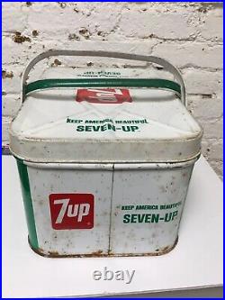 Rare -VINTAGE 7UP -PICNIC BASKET-METAL COOLER SIGN PEPSI -Chein Co Made In USA